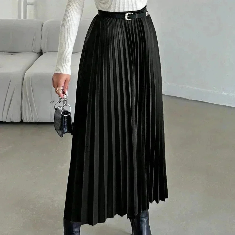 Black Elegant Women's Pleated Skirt - Picture 3 of 5